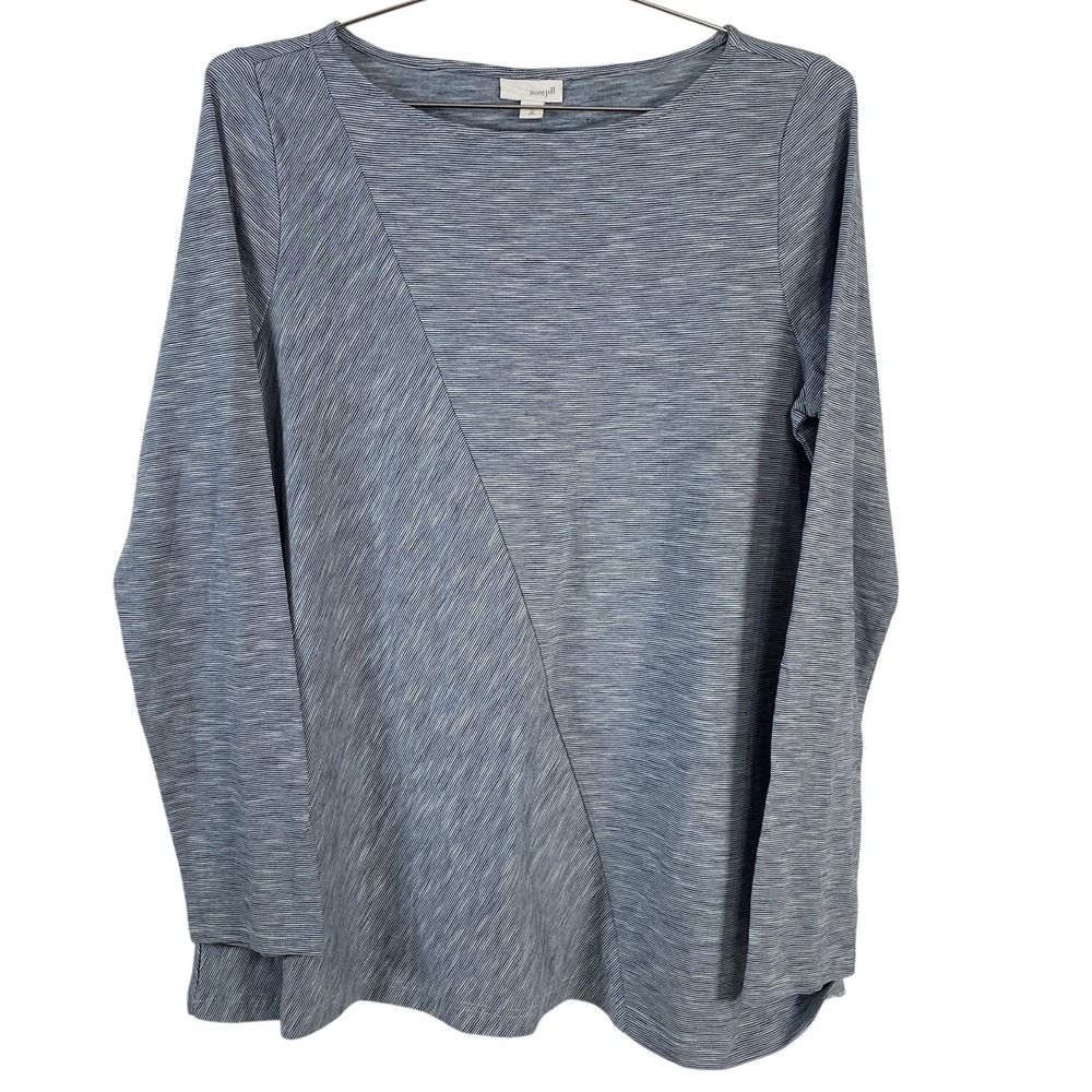 J Jill Pure Jill Shirt Womens Medium Tall Blue 100% Cotton Long Sleeve Stripe